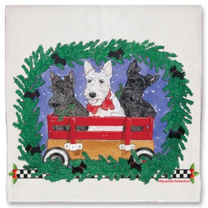 Scottish Terrier Scottie Dog Christmas Kitchen Towel Holiday Pet Gifts - Picture 1 of 1