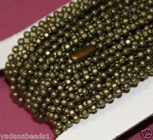 25ft spool antiqued brass 2.4mm faceted ball chain - Picture 1 of 2