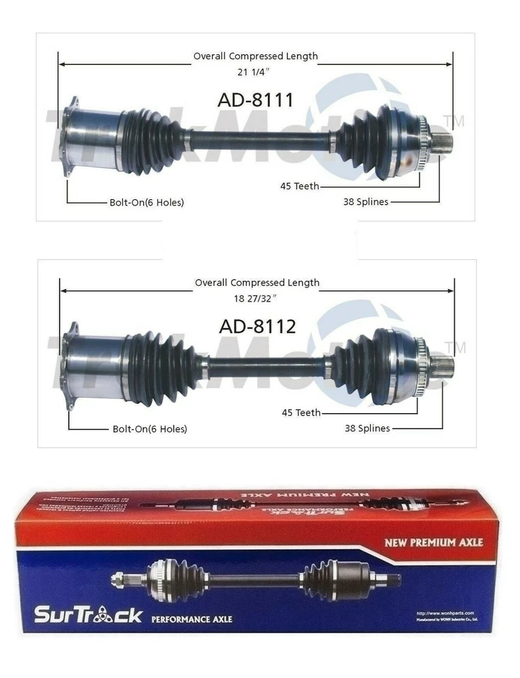 For Audi A6 Quattro S6 AWD 00-04 Pair of Front CV Axle Shaft Assies SurTrack Set - Image 1 of 1