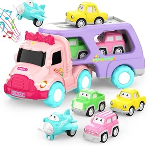 Toys for 1 2 3 Year Old Girl, 5-in-1 Carrier Truck Toddler Pink - Picture 1 of 6