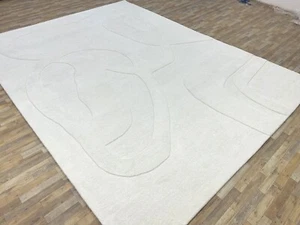 4x6|5x8|6x9|7x11|8x10|9x12|10x14|12x18. Handgetufteter Wollteppich Neu Geometrisch - Bild 1 von 8