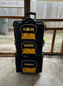3-Piece Dewalt Large Rolling Heavy Duty Tool Bags / Box With Telescoping Handle - Picture 1 of 16