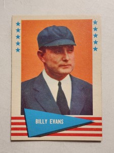 1961 FLEER BASEBALL BILLY EVANS CARD #22 DETROIT TIGERS MANAGER BASEBALL CARD