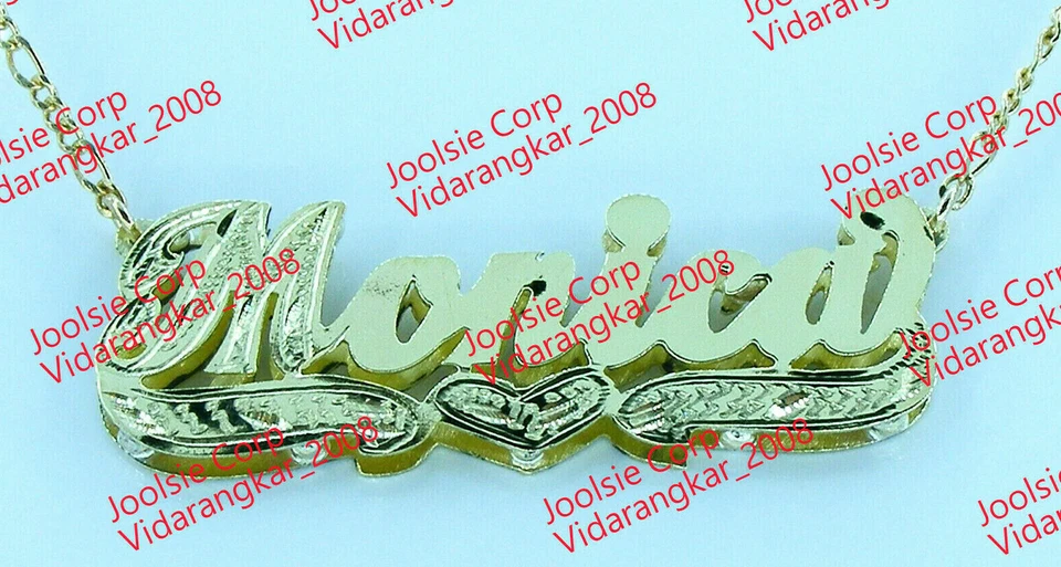 PERSONALIZED 14K GP 3D DOUBLE PLATED SCRIPT NAME PLATE NECKLACE ANY NAME US SELL - Image 1 of 3