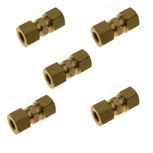 5 Pcs Brass Compression Fitting Union Connector 5/16" Tube OD X 5/16" Tube OD - Picture 1 of 1