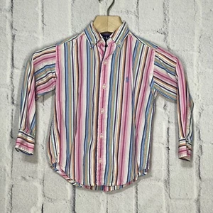 Ralph Lauren Youth Boys Size 4 Long Sleeve Multicolor Button Down Oxford Shirt - Picture 1 of 11