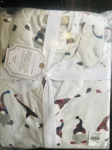Pottery Barn Teen Gnome Flannel Pajama Set Size Small Christmas Organic - Picture 1 of 5
