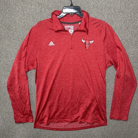 Chicago Bulls Sweater Womens Large Red Adidas Climalite 1/4 Zip Jacket Shirt NBA Cover