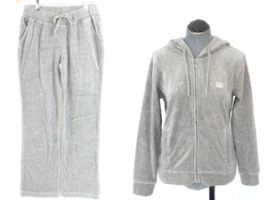 Bossini Tracksuit Grey Velour Plush Hoodie Track Bottom Soft Front Zip Crown S - Picture 1 of 24