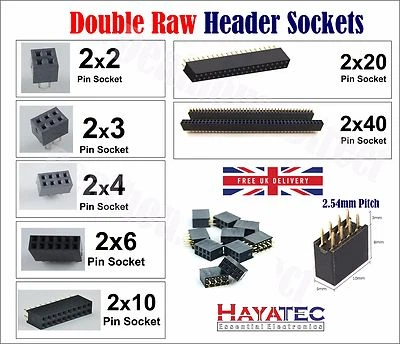 Double Female Straight Twin Header Socket Connectors 2.54mm Pitch PCB Arduino UK - Image 1 of 4