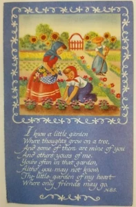 Cards/Poems x 2 of Garden and Friends Pretty Pictorial of Same/written note E1B - Picture 1 of 4