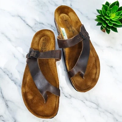 NAOT Sandalias Tahoe Marrón Cuero Búfalo Punta Deslizable Lazo Tanga Zapatos L10 M8 EU 41 Foto 1 de 4