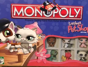 Monopoly Littlest Pet Shop Edition Board Game with 6 Pets, Rare Missing 1 Die - Picture 1 of 9