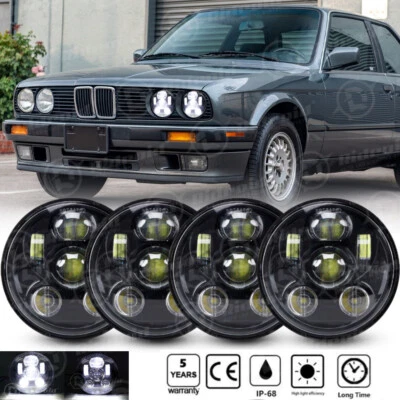 4PCS 5-3/4 inch 5.75" Round LED Headlights Hi/Lo Beam For BMW 325i 528i 535i E30 - Image 1 of 4