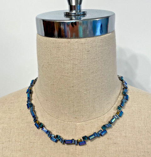 Givenchy Bijoux Collana girocollo cristallo Swarovski blu lavanda ambra G124