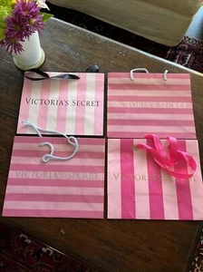 Lot of 4 Victoria's Secret Shopping Gift Bags Ribbon Handles 9” x 11” Pink EUC! - Picture 1 of 4