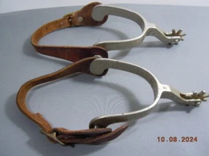 Pair Vintage North & Judd Anchor Brand Western Spurs w/ Leather Straps - Picture 1 of 9