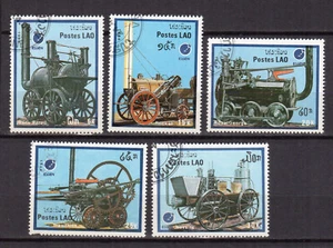 Laos 1988 Essen 88 locomotives du 19 e siècle série 5 timbres oblitérés /TE4329 - Picture 1 of 1