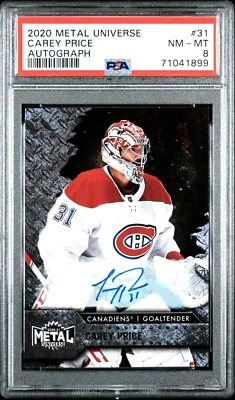 2020-21 Skybox Metal Universe Silver Auto SSP Carey Price #31 PSA 8 - Image 1 of 2