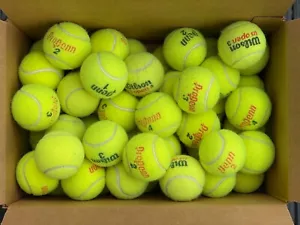 50 used INDOOR TENNIS BALLS - kids, dog toys, chairs, etc. - Picture 1 of 5