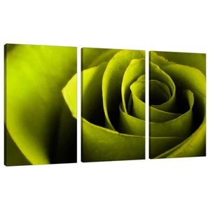 Three Lime Green Canvas Pictures Wall Art Bed Living Room Prints 3110 - Picture 1 of 1