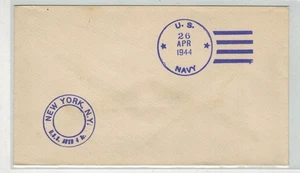 US NAVY 1944 DUAL CANCEL USS AFSB-4 AFLOAT FORWARD STAGING BASE DOCK SHIP - Picture 1 of 1