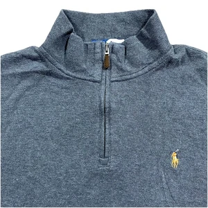 Polo Ralph Lauren Estate Rib 1/4 Zip Sweater XL Gray Flesh Pony Logo - Picture 1 of 6