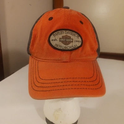 Gorra de colección negra diamante Harley Davidson negra y naranja Marion Illinois Foto 1 de 4