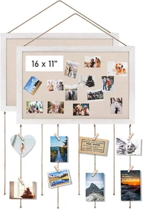 2Pack Cork Bulletin Boards, 16 "X11 White Linen Cork Boards for Walls with White - Picture 1 of 12