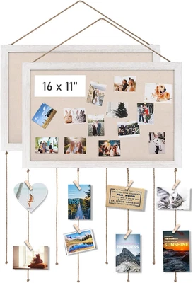 2Pack Cork Bulletin Boards, 16 "X11 White Linen Cork Boards for Walls with White - Image 1 of 4