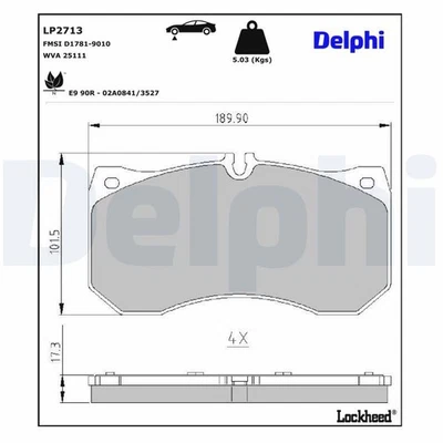 DELPHI LP2713 Bremsbeläge Satz Bremsklötze Vorne für AUDI A4 B9 Avant (8W5, 8WD) - Bild 1 von 4
