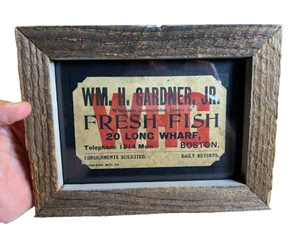 Antique Boston Fish Dealer Sign Card Advertising W Gardner Boston MA Long Wharf - Picture 1 of 12