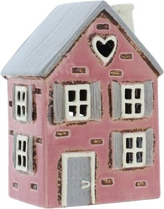 Shudehill Giftware Village Pottery Pink Shutter House Tealight Holder - Picture 1 of 7