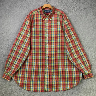 Vintage Ralph Lauren Shirt Mens 4XLT Tall Multicolor Plaid Classic Fit Button Up - Image 1 of 4