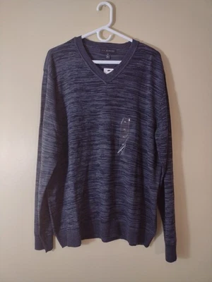 via Europa Long sleeve V-neck lightweight  black/ gray sweater XL   NEW - Image 1 of 3