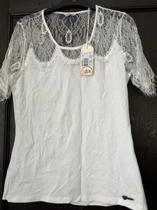 Guess Women’s White Top With Lace Detail, Size 8 - Picture 1 of 22