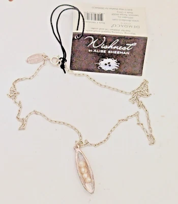 Wishnest Alise Sheehan Little Seedpod Pendant Necklace 4 Freshwater Pearls New! - Image 1 of 4