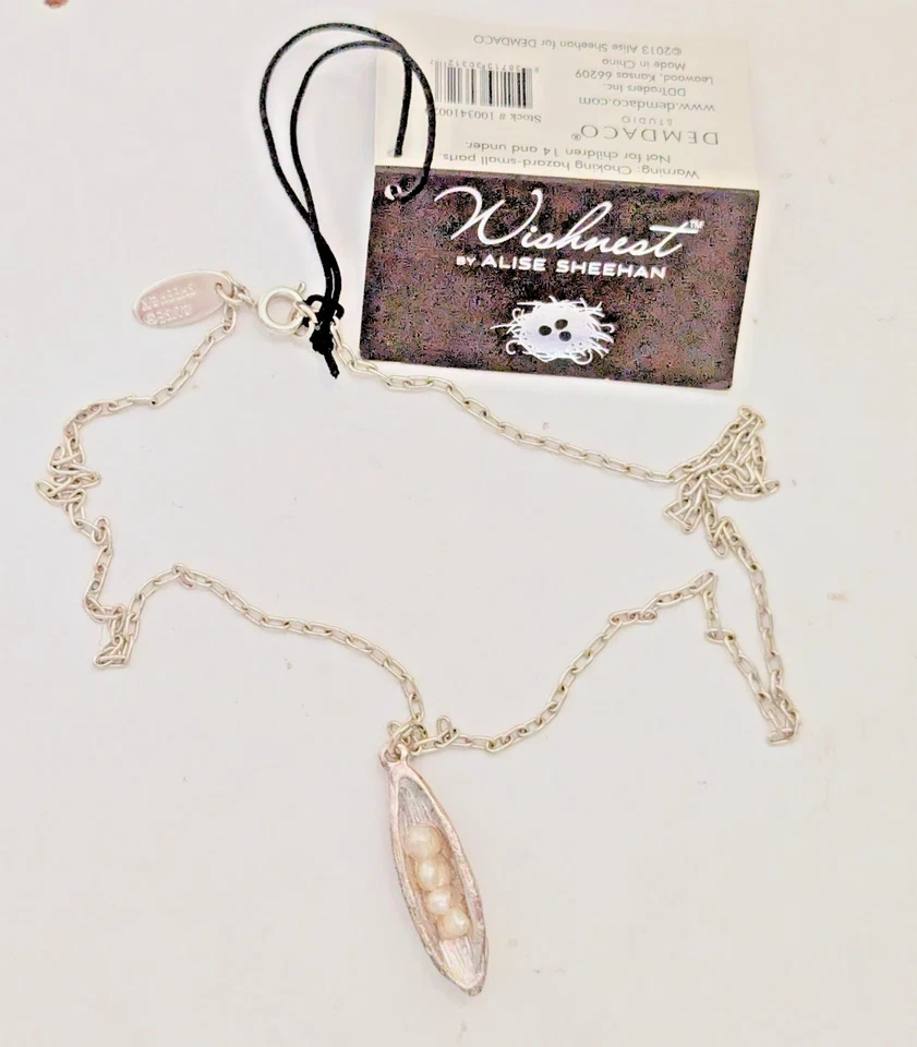 Wishnest Alise Sheehan Little Seedpod Pendant Necklace 3 Freshwater Pearls