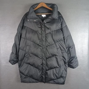 Universal Standard For J Crew Coat Womens 2x Puffer Long Winter Pockets Black - Picture 1 of 8
