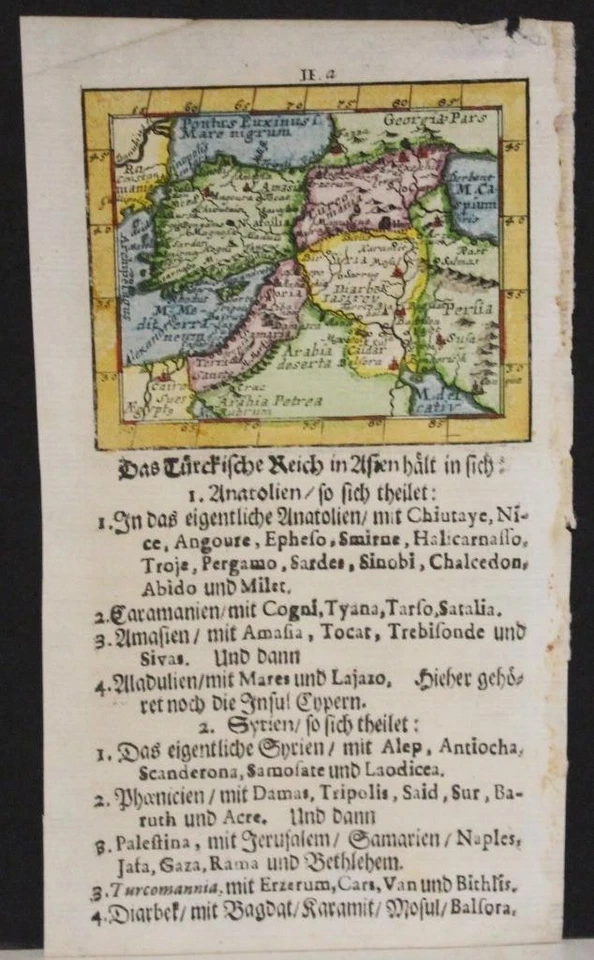 TURQUÍA ORIENTE MEDIO 1702 MÜLLER INUSUAL ANTIGUO COBRE GRABADO MAPA EN MINIATURA Foto 1 de 1