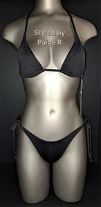 ❤️NEU SKIMS Triangel Top Dipped Tie Bottoms Bikini Badeanzug Schwimmanzug Set ONYX M - Bild 1 von 13