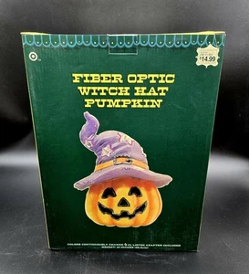 Fiber Optic Witch Hat Pumpkin 10" Jack O'Lantern Color Changing 2005 Halloween  - Picture 1 of 4