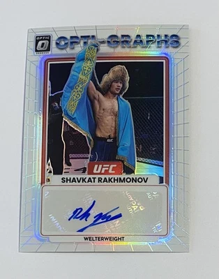2023 Optic UFC Shavkat Rakhmonov Opti-Graphs Auto White Prizm Undefeated - Image 1 of 2
