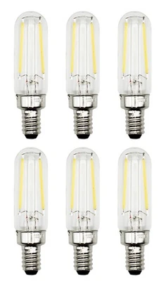 6 Pack of T6 LED Tubular Bulbs, 2W 120V, E12 Candelabra Base, Clear Glass filamt - Image 1 of 4