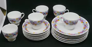 VINTAGE MITTERTEICH BAVARIA PORCELAIN DESSERT SET FOR 6, PLATES, CUPS SAUCERS - Picture 1 of 7