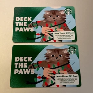 2024 WEIHNACHTSDECK DIE PFOTEN KATZE STARBUCKS zwei GESCHENKKARTEN NEU schneller Versand - Bild 1 von 1