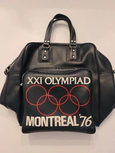 Vintage 1976 Montreal XXI Olympics Leather Carry Bag with two zippered Pockets - Picture 1 of 16