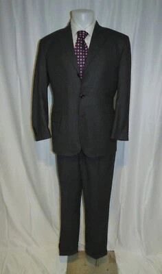 Traje Tom James Hecho a Medida Holanda Gris Jerez Franela Tres Botones 40R Foto 1 de 4