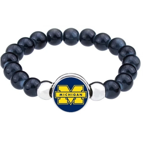 Michigan Wolverines Womens Mens Black Bead Chain Bracelet Gift D1 Cover