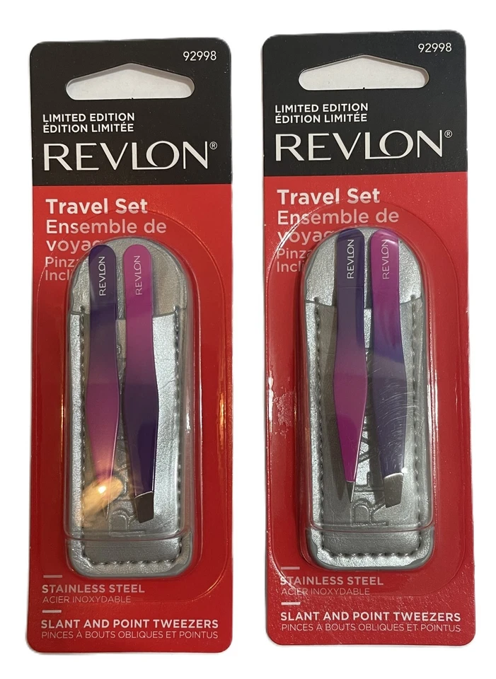Revlon Mini Tweezer Set To Go, Slant and Point Tip Tweezers, STAINLESS (PK 2) - Image 1 of 3